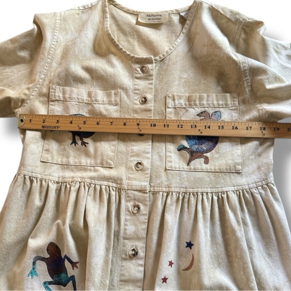 Vintage 80s Sunbelt Alchemy Artwear Dress Size Medium Art to Wear Sea Life - Picture 5 of 9